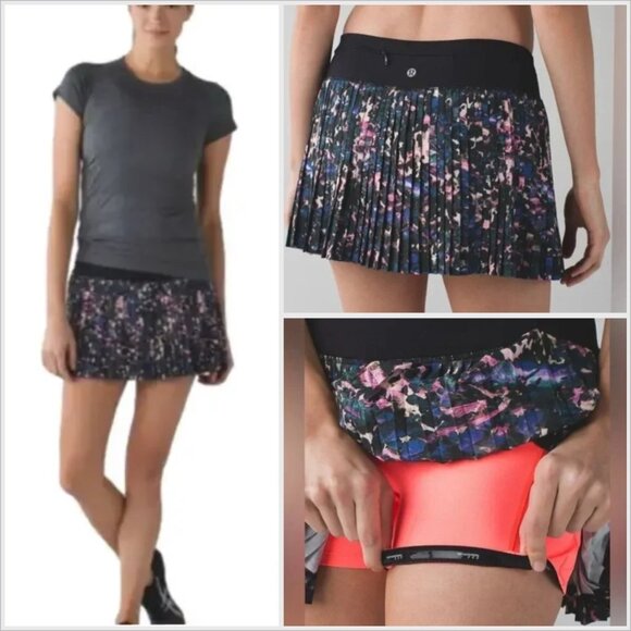 Lululemon Womens Pleat To Street Tennis Mini Skirt II Floral Pace Rival Size 6 - Picture 1 of 8